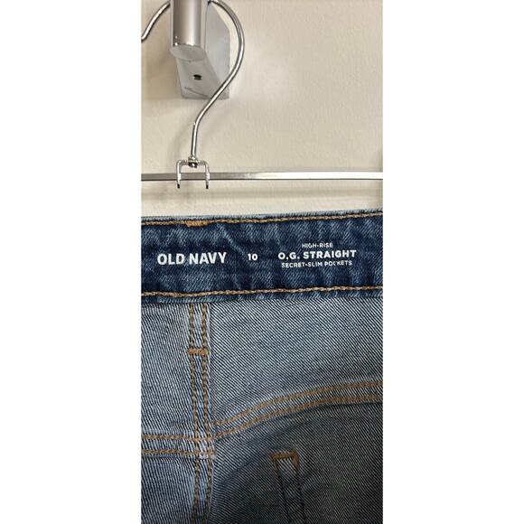 Old Navy O.G. Straight Jeans Womens 10 Medium Wash Blue High Rise Stretch - Picture 3 of 5
